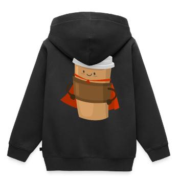 Café Superhero Superhero Superpower Café - Sweat Premium à capuche enfant bio - noir - Dos - AI Model Kid Male (0cm)