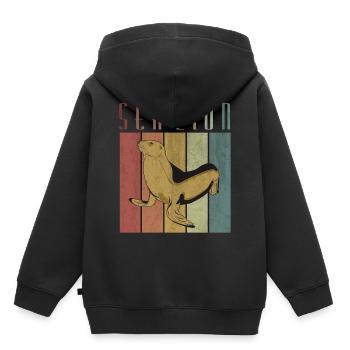 Seehund - Kinder Premium Organic Hoodie - Schwarz - Hinten - AI Model Kid Male (0cm)