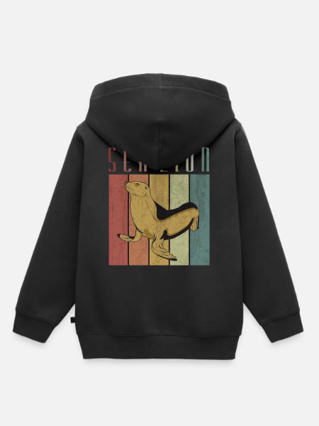 Seehund - Kinder Premium Organic Hoodie - Schwarz