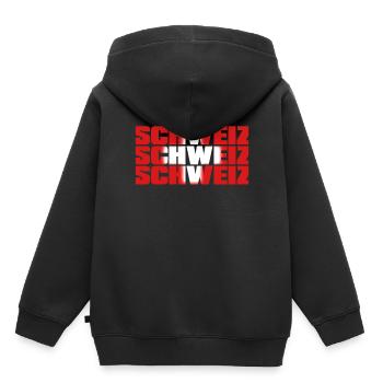 SUISSE DANS LES COULEURS PAYS - Sweat Premium à capuche enfant bio - noir - Dos - AI Model Kid Male (0cm)
