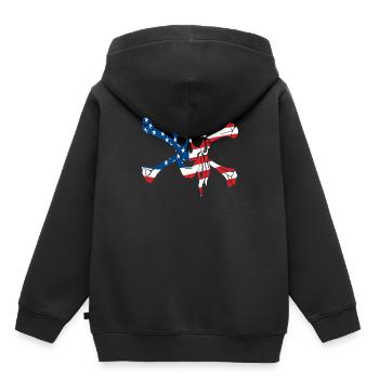 Pavillon pirate - Sweat Premium à capuche enfant bio - noir - Dos - AI Model Kid Male (0cm)