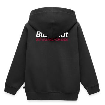 Blackout de mode de vie - Sweat Premium à capuche enfant bio - noir - Dos - AI Model Kid Male (0cm)