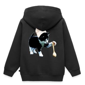 Koch Katze Kochen Miezekatze Küche - Kinder Premium Organic Hoodie - Schwarz - Hinten - AI Model Kid Male (0cm)