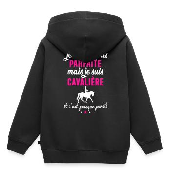 je ne suis pas parfaite mais je suis cavalière - Sweat Premium à capuche enfant bio - noir - Dos - AI Model Kid Male (0cm)