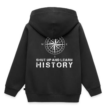 Lern Geschichte - Kinder Premium Organic Hoodie - Schwarz - Hinten - AI Model Kid Male (0cm)