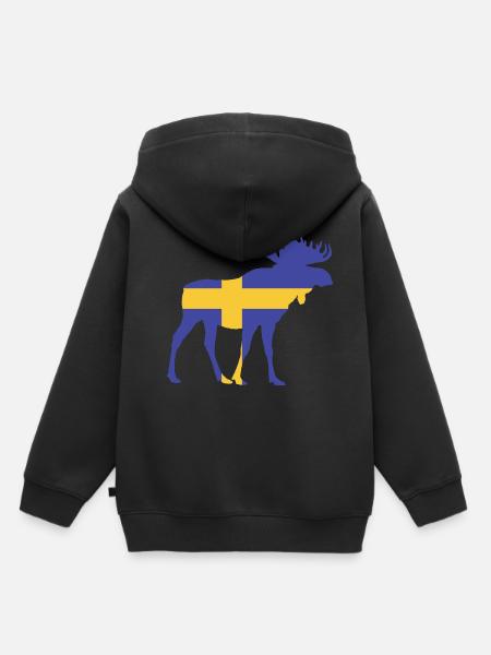 Schweden Flagge Hirsch Elch - Kinder Premium Organic Hoodie - Schwarz