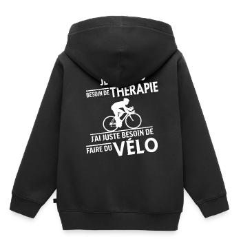 Thérapie - Faire Du Vélo - Sweat Premium à capuche enfant bio - noir - Dos - AI Model Kid Male (0cm)