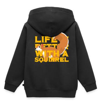 Écureuil écureuil - Sweat Premium à capuche enfant bio - noir - Dos - AI Model Kid Male (0cm)