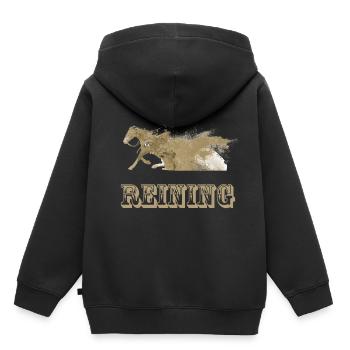 reining - Kinder Premium Organic Hoodie - Schwarz - Hinten - AI Model Kid Male (0cm)