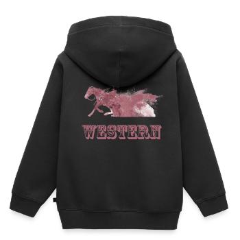 équitation ouest - Sweat Premium à capuche enfant bio - noir - Dos - AI Model Kid Male (0cm)