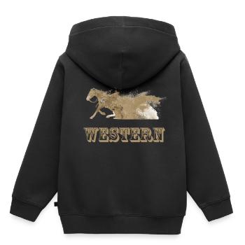 cavalier équitation western - Sweat Premium à capuche enfant bio - noir - Dos - AI Model Kid Male (0cm)