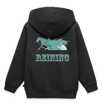 reining western riding - Sweat Premium à capuche enfant bio - noir - Dos - AI Model Kid Male (0cm)