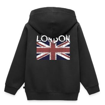 Londres - Sweat Premium à capuche enfant bio - noir - Dos - AI Model Kid Male (0cm)