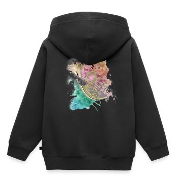 horn - Kids Premium Organic Hoodie - black - Back - AI Model Kid Male (0cm)