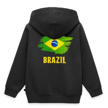 brasilien - Kinder Premium Organic Hoodie - Schwarz - Hinten - AI Model Kid Male (0cm)