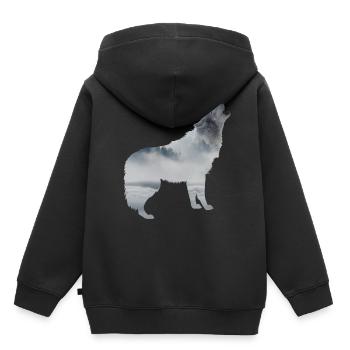 Nature du loup - Sweat Premium à capuche enfant bio - noir - Dos - AI Model Kid Male (0cm)