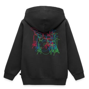 Trommel - Kinder Premium Organic Hoodie - Schwarz - Hinten - AI Model Kid Male (0cm)