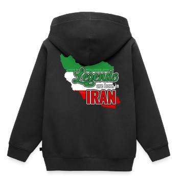 Iran - Sweat Premium à capuche enfant bio - noir - Dos - AI Model Kid Male (0cm)