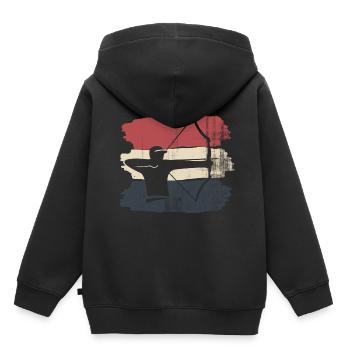 Tir à l'arc - Sweat Premium à capuche enfant bio - noir - Dos - AI Model Kid Male (0cm)