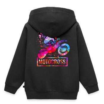Motocross - Kinder Premium Organic Hoodie - Schwarz - Hinten - AI Model Kid Male (0cm)