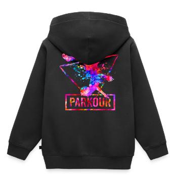 Parkour - Kinder Premium Organic Hoodie - Schwarz - Hinten - AI Model Kid Male (0cm)