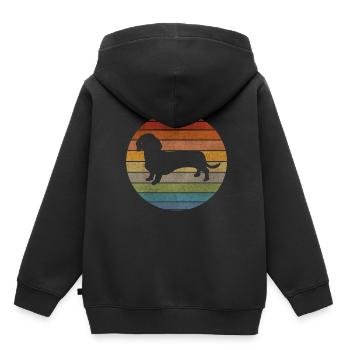 Conception de teckel vintage - conception de chien - Sweat Premium à capuche enfant bio - noir - Dos - AI Model Kid Male (0cm)
