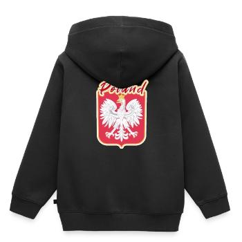 Pologne - Sweat Premium à capuche enfant bio - noir - Dos - AI Model Kid Male (0cm)