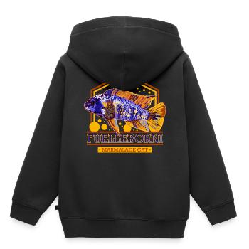 Malawi Cichlide Fuelleborni Buntbarsch Aquarium - Kinder Premium Organic Hoodie - Schwarz - Hinten - AI Model Kid Male (0cm)