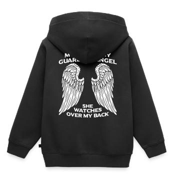 Naissance fils fille maman ange ange gardien ailes - Sweat Premium à capuche enfant bio - noir - Dos - AI Model Kid Male (0cm)