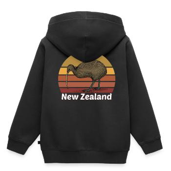 Neuseeland - Kinder Premium Organic Hoodie - Schwarz - Hinten - AI Model Kid Male (0cm)