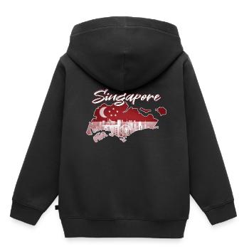Singapour - Sweat Premium à capuche enfant bio - noir - Dos - AI Model Kid Male (0cm)