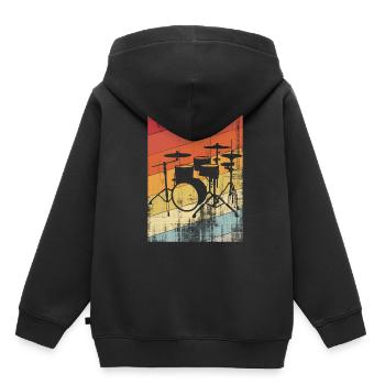 Vintage-Trommel - Kinder Premium Organic Hoodie - Schwarz - Hinten - AI Model Kid Male (0cm)