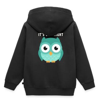 Eule - Kinder Premium Organic Hoodie - Schwarz - Hinten - AI Model Kid Male (0cm)