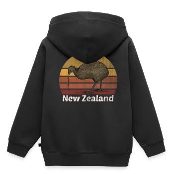 Neuseeland - Kinder Premium Organic Hoodie - Schwarz - Hinten - AI Model Kid Male (0cm)