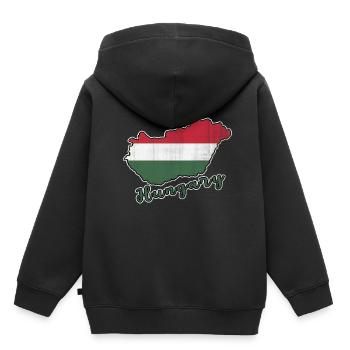 Hungary - Kids Premium Organic Hoodie - black - Back - AI Model Kid Male (0cm)