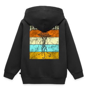 Qualle - Kinder Premium Organic Hoodie - Schwarz - Hinten - AI Model Kid Male (0cm)