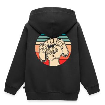 Jeux - Sweat Premium à capuche enfant bio - noir - Dos - AI Model Kid Male (0cm)
