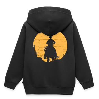 Country Western Wilder Westen Cowboy - Kinder Premium Organic Hoodie - Schwarz - Hinten - AI Model Kid Male (0cm)