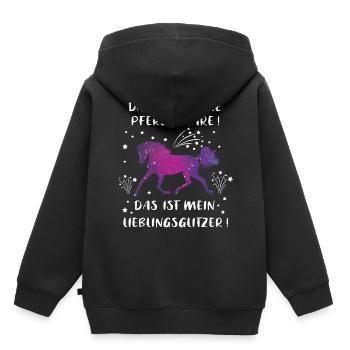 Pferdehaare Glitzer Lustiger Pferdespruch Geschenk - Kinder Premium Organic Hoodie - Schwarz - Hinten - AI Model Kid Male (0cm)