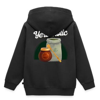 Amusant amant thé Yerba Mate - Sweat Premium à capuche enfant bio - noir - Dos - AI Model Kid Male (0cm)