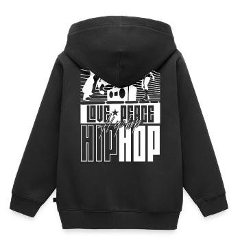 Liebe Frieden Hip Hop Musik Hiphop Tänzer Rap - Kinder Premium Organic Hoodie - Schwarz - Hinten - AI Model Kid Male (0cm)