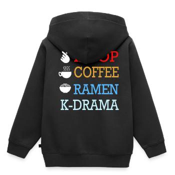 K-Pop Café Korea Pop Kdrama Kpop Corée - Sweat Premium à capuche enfant bio - noir - Dos - AI Model Kid Male (0cm)