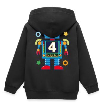 Kleiner Roboter 4. Geburtstag - Kinder Premium Organic Hoodie - Schwarz - Hinten - AI Model Kid Male (0cm)
