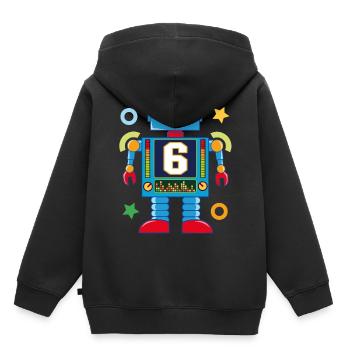 Little robot 6th birthday - Kids Premium Organic Hoodie - black - Back - AI Model Kid Male (0cm)