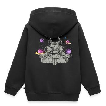 Yoga Astronaut Weltraum Planeten - Kinder Premium Organic Hoodie - Schwarz - Hinten - AI Model Kid Male (0cm)