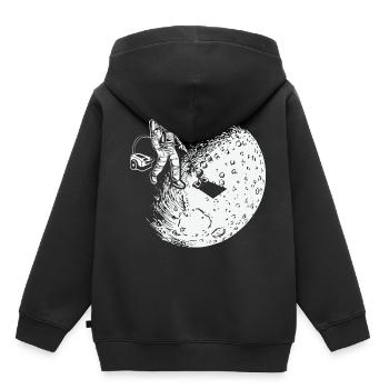 Aspirateur astronaute spatial aspirateur lune - Sweat Premium à capuche enfant bio - noir - Dos - AI Model Kid Male (0cm)