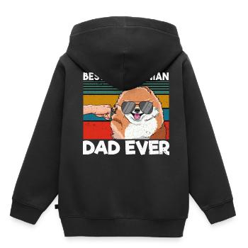 Meilleur papa de Poméranie Jamais Meilleur chien Papa - Sweat Premium à capuche enfant bio - noir - Dos - AI Model Kid Male (0cm)
