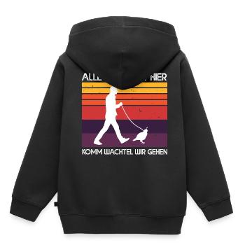 Alle Verrückt Hier Komm Wachtel Wir Gehen Bauer - Kinder Premium Organic Hoodie - Schwarz - Hinten - AI Model Kid Male (0cm)