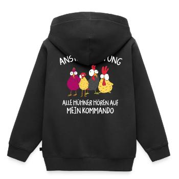 Anstaltleitung Alle Hühner Hören Auf Mein Kommando - Kinder Premium Organic Hoodie - Schwarz - Hinten - AI Model Kid Male (0cm)