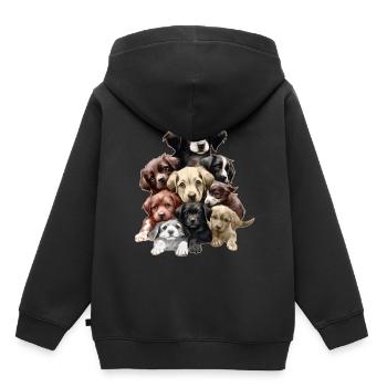 Lustige Hunde - Kinder Premium Organic Hoodie - Schwarz - Hinten - AI Model Kid Male (0cm)